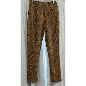 Zara Faux Leather Snake Print Pants with a Zipper Hem